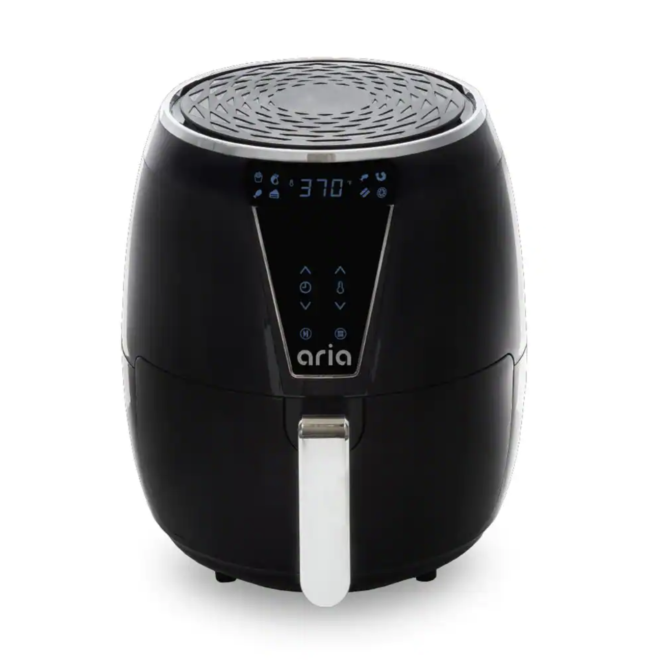 Aria 5Qt Teflon-Free Premium Ceramic Air Fryer with 2-Tier Stainless Steel Rack. Baking Pan. Skewers. Recipe Book