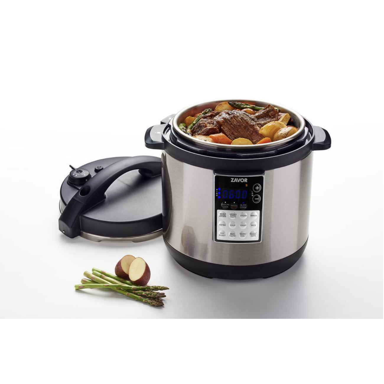 Zavor Lux Edge 8 Qt. Stainless Steel Electric Pressure Cooker with Stainless Steel Cooking Pot