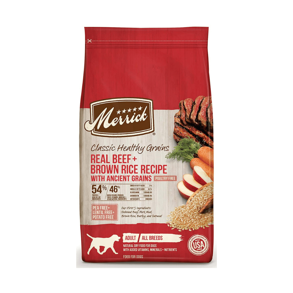 Merrick Classic Healthy Grains Real Beef & Brown Rice Recipe with Ancient Grains Dry Dog Food. 25 Pounds