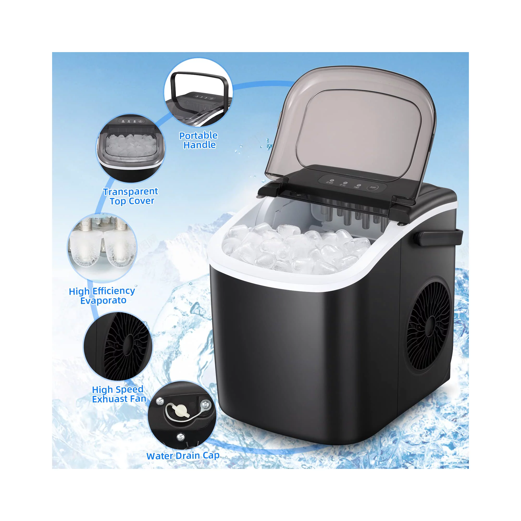 Aglucky Ice Maker Countertop. Make 26 Lbs Ice In 24 Hrs With Ice Scoop And Basket
