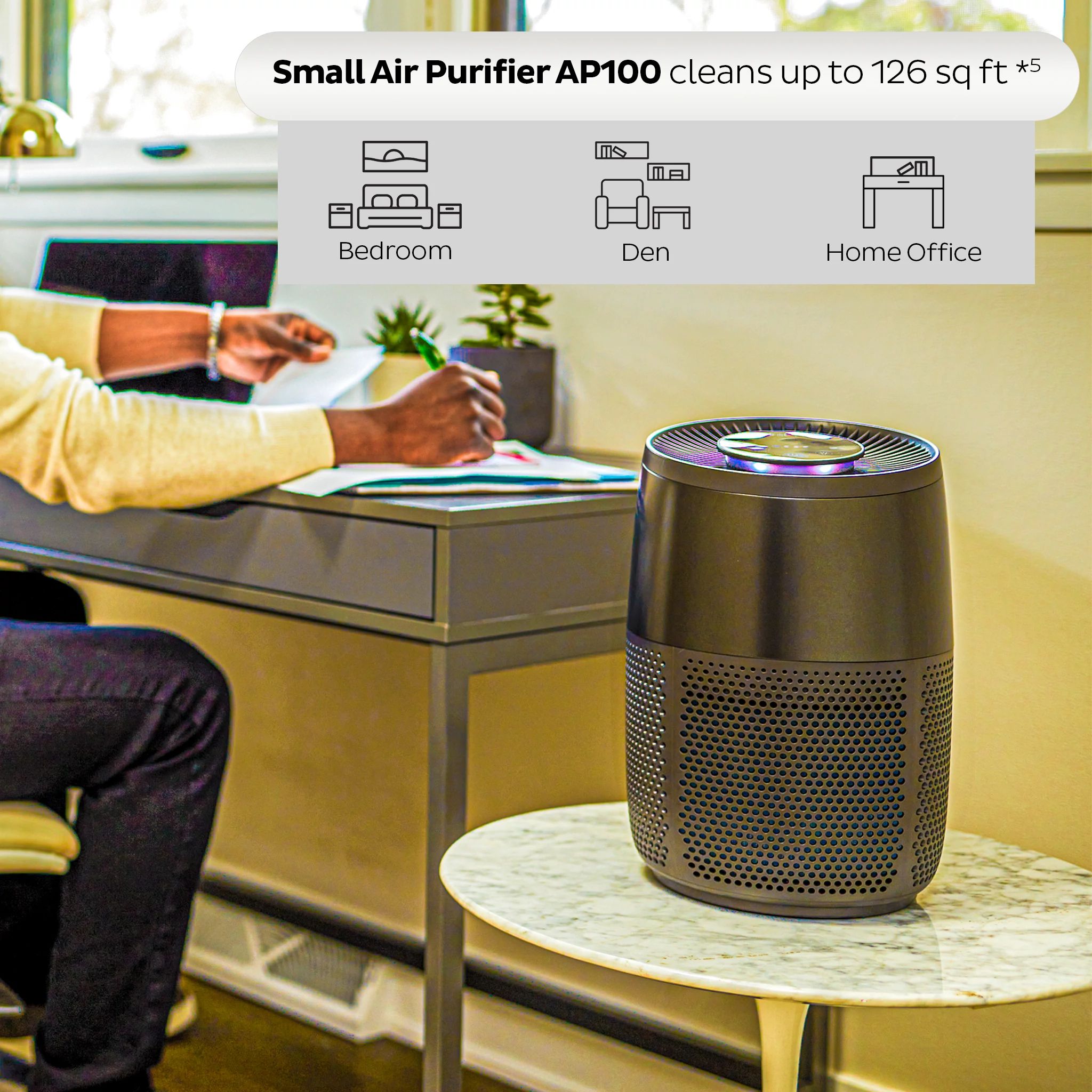 Instant Air Purifier. Small with Night Mode. Charcoal