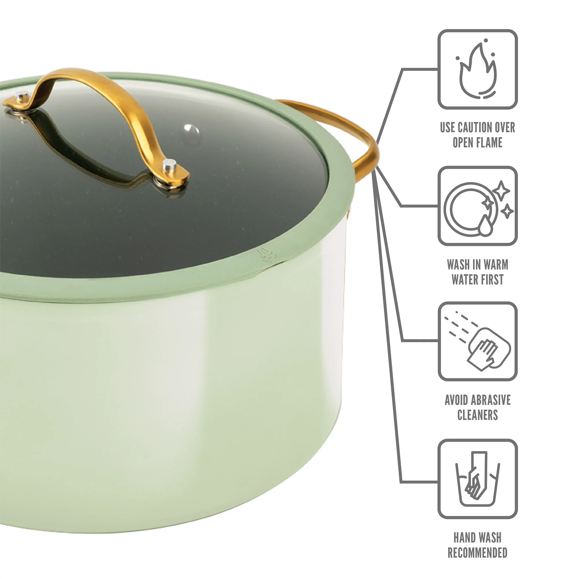 Thyme & Table Non-Stick 12-Piece Cookware Set. Green