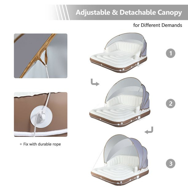 Costway Canopy Inflatable Pool Float Lounge Swimming Raft
