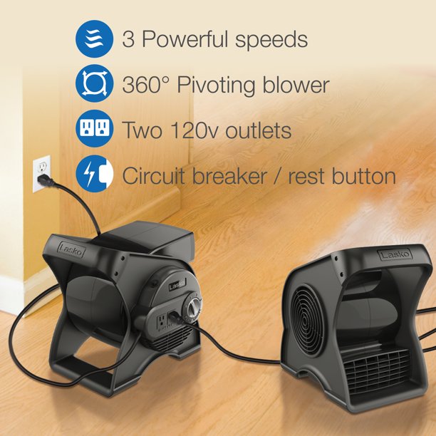 Lasko 12″ Pivoting Pro High Velocity Utility Blower Fan With 3 Speeds. U12104. Gray