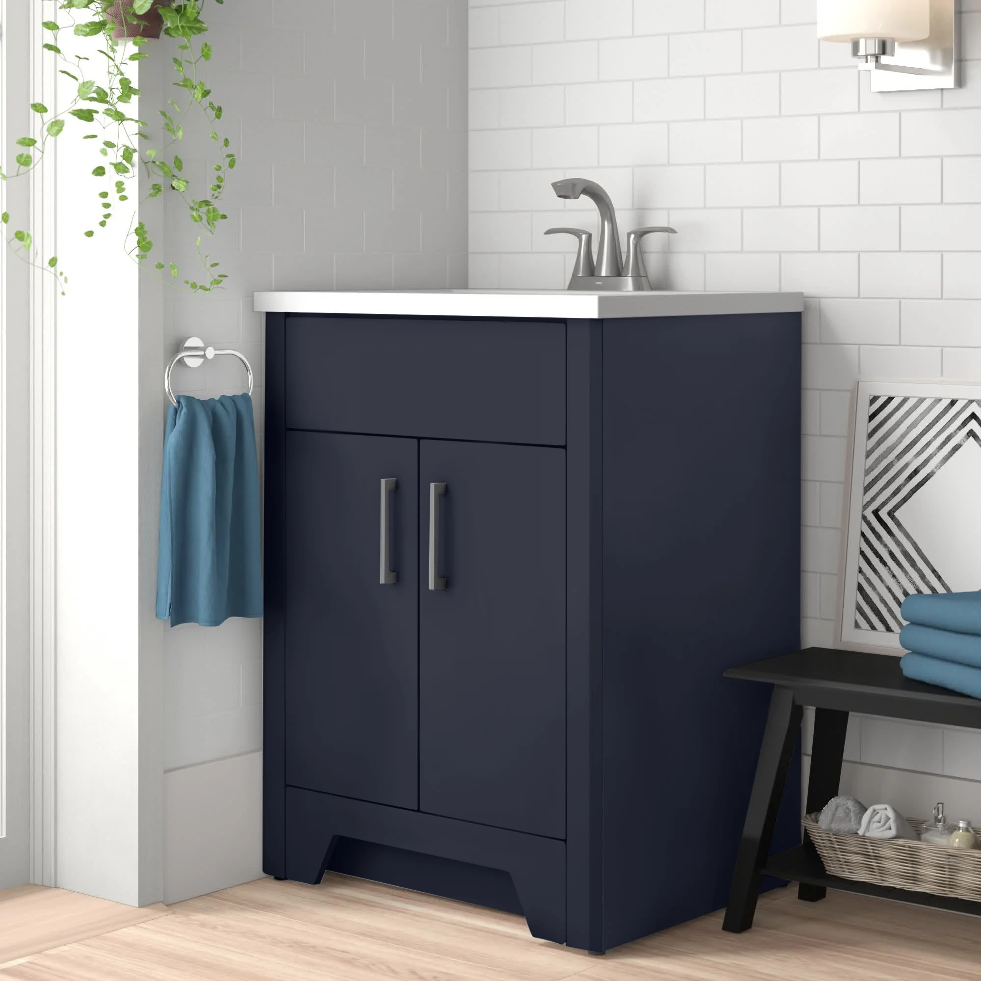 Zipcode Design Cousar 24.25” Free-standing Single Bathroom Vanity. Deep Blue