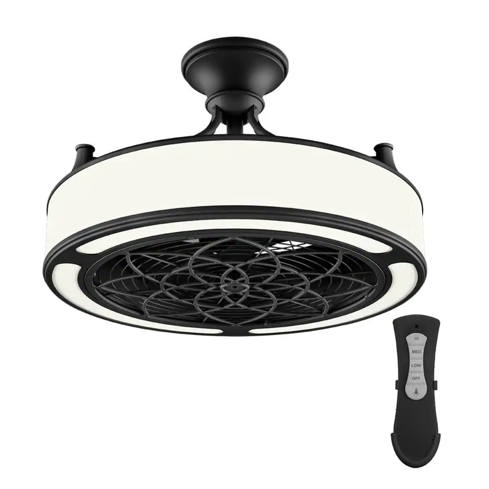 Home Decorators Collection Windara 22 in. LED Indoor/Covered Outdoor Black Ceiling Fan with Light Kit and Remote Control