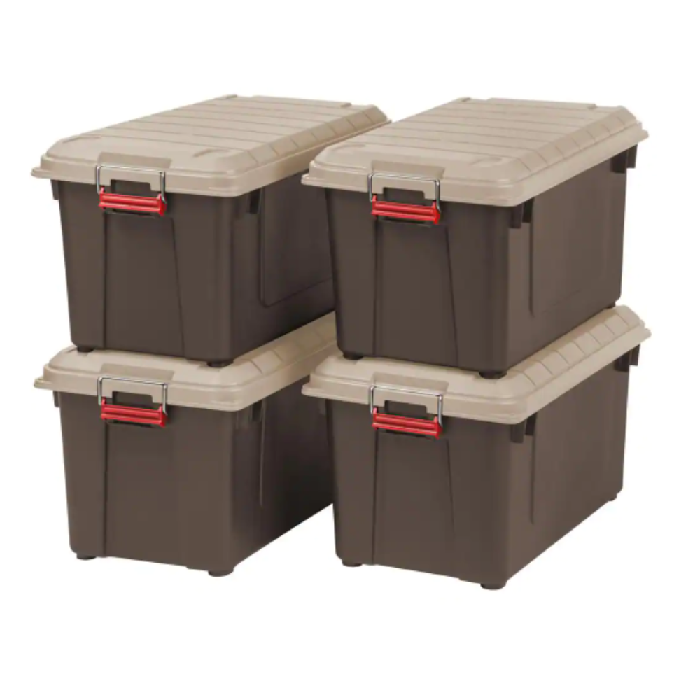 Iris 82 Qt. WeatherPro Store-It-All Storage Bin in Brown (4-Pack)