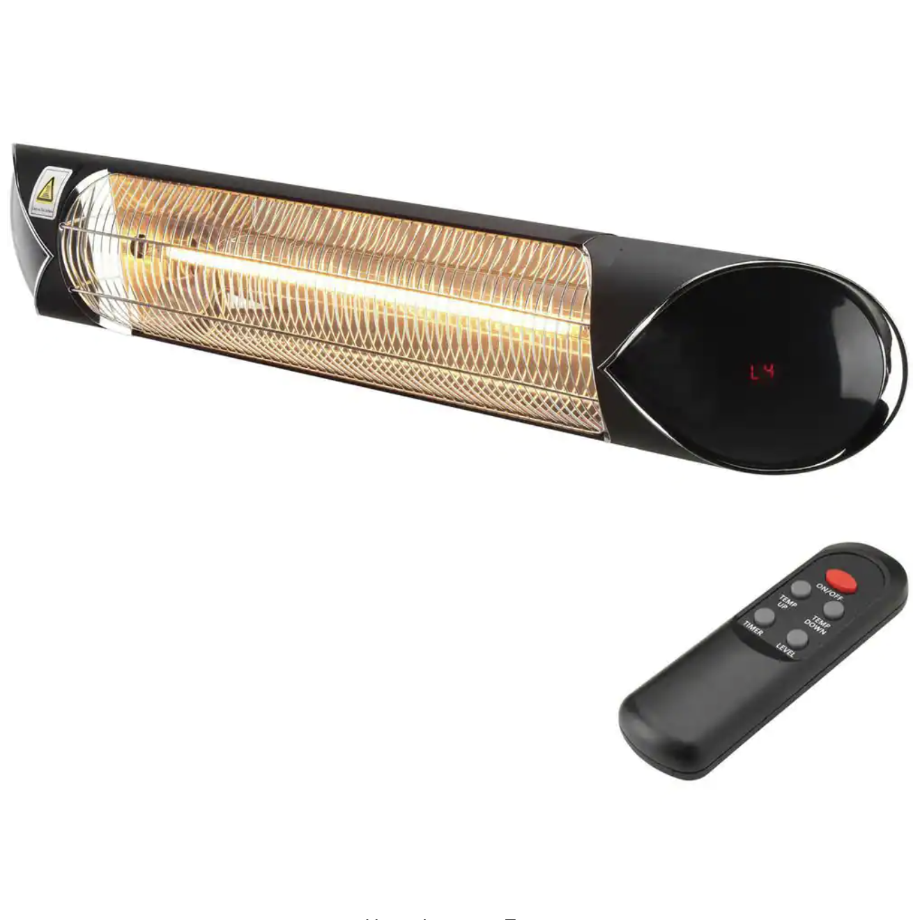 Hanover Electric Infrared Carbon Heat Lamp with Mounting Bracket and Remote Control. 131 Sq. Ft.. Black