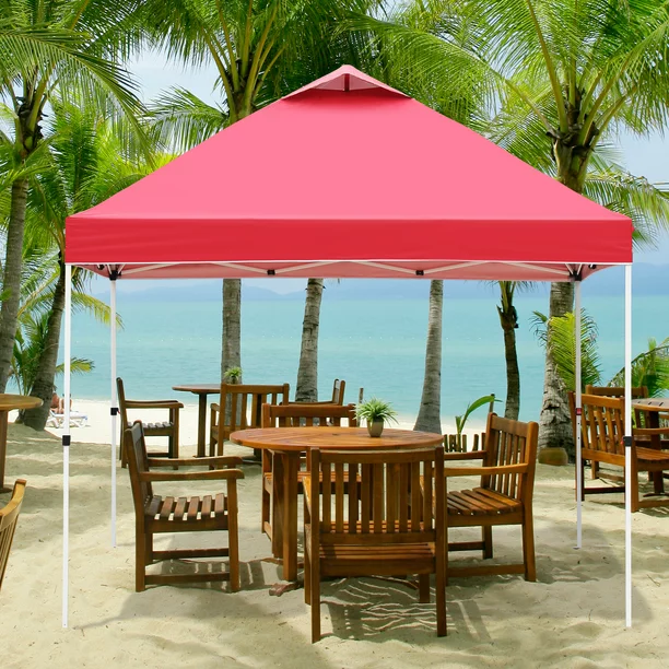 Outdoor Basic 10′ X 10′ Pop Up Canopy Tent Outside Canopy. One Push Tent Canopy. Red