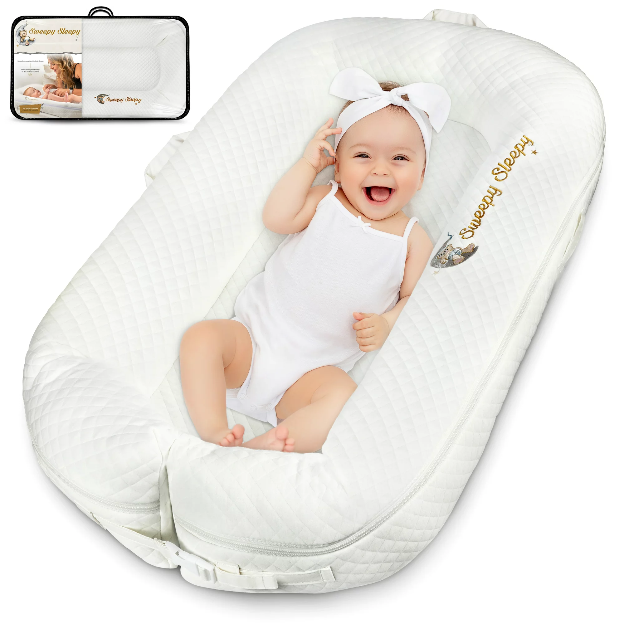 Sweepy Sleepy Baby Lounger Nest Bed For Co-Sleeping 100% Organic Breathable Cotton