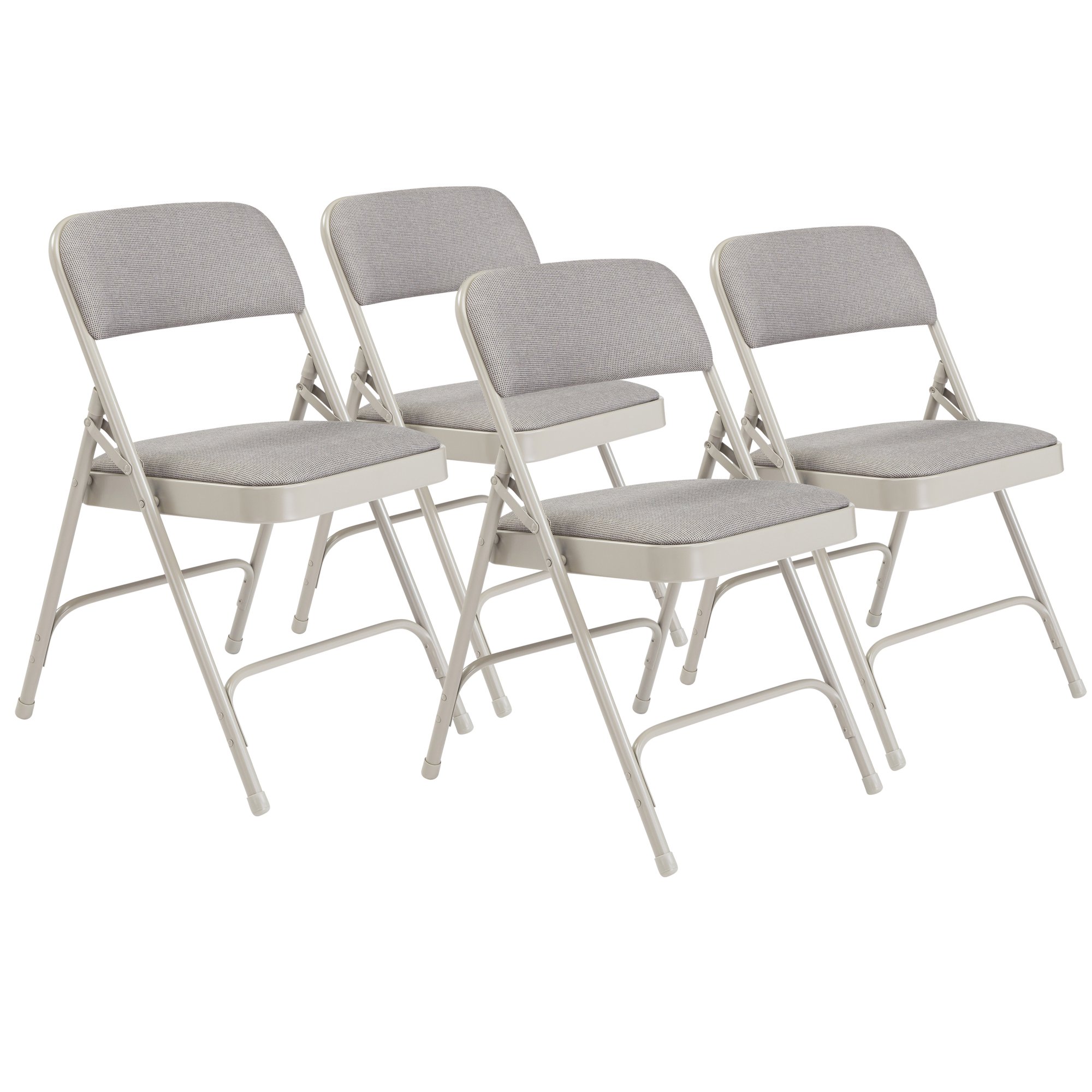 National Public Seating NPS 2200 Series Fabric Upholstered Double Hinge Premium Folding Chair. Greystone. 4-Pack