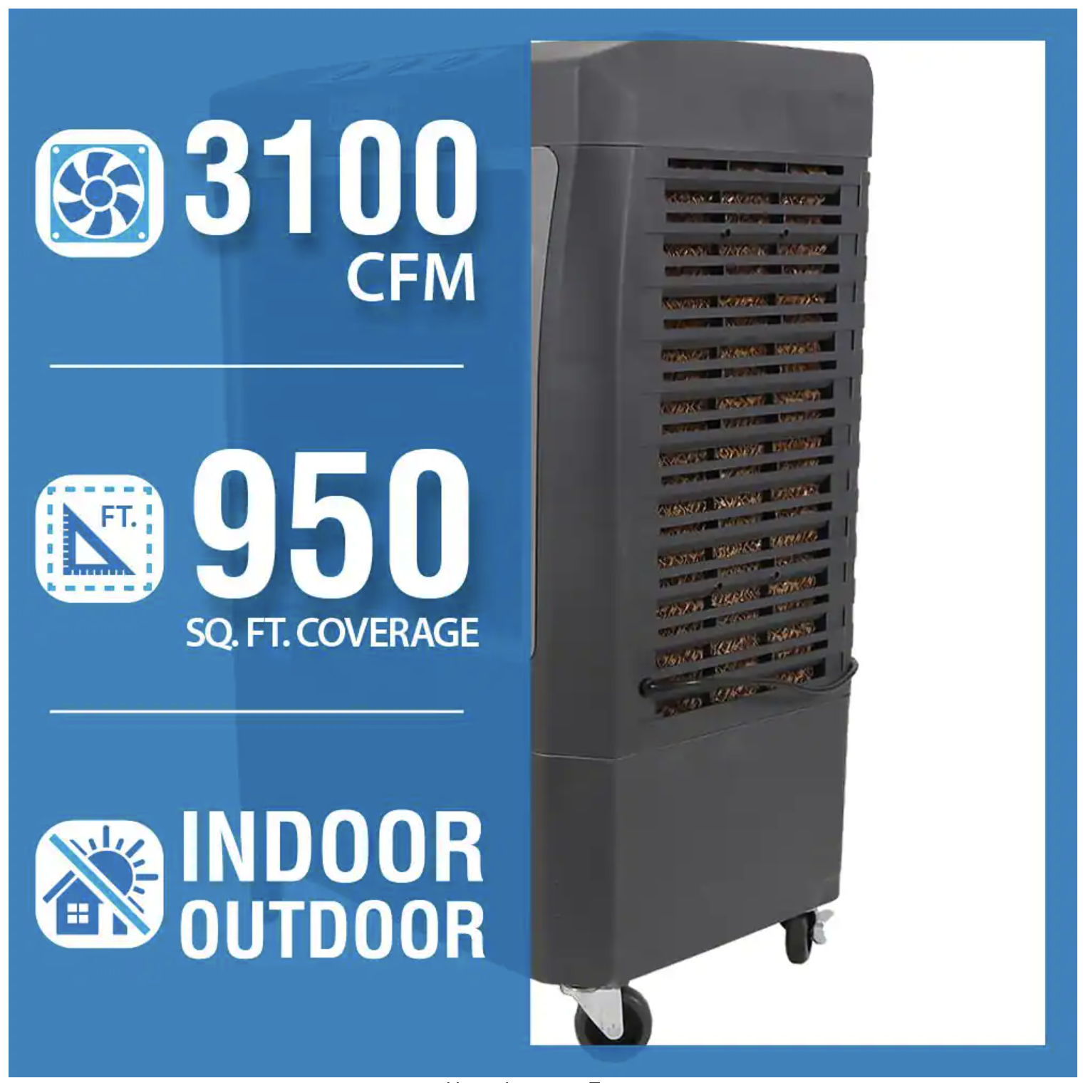 Hessaire MC37V 3.100 CFM 3-Speed Portable Evaporative Cooler (Swamp Cooler) for 950 Sq. Ft.