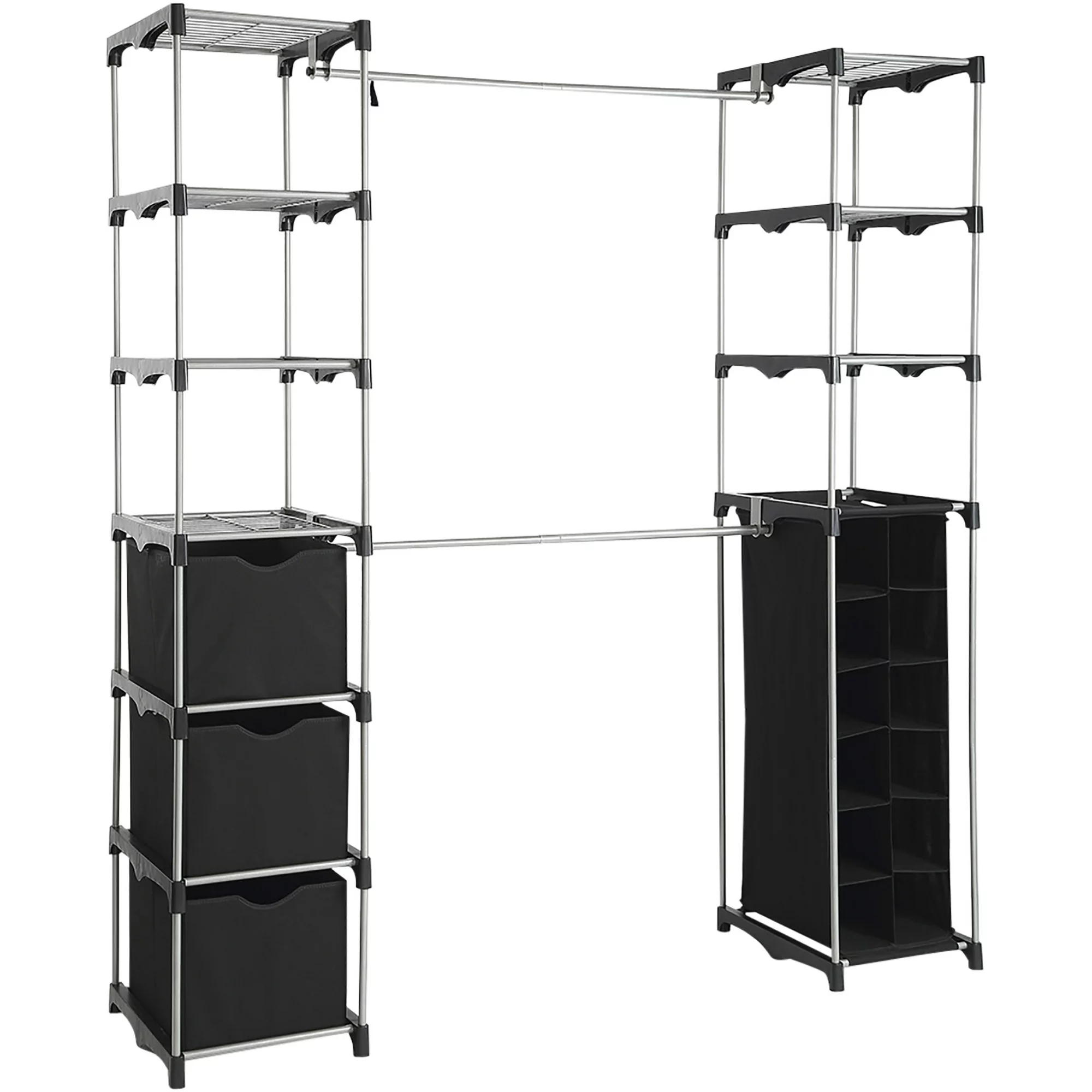 Mainstays Closet Organizer. 2-Tower 9-Shelves. Easy to Assemble. Black