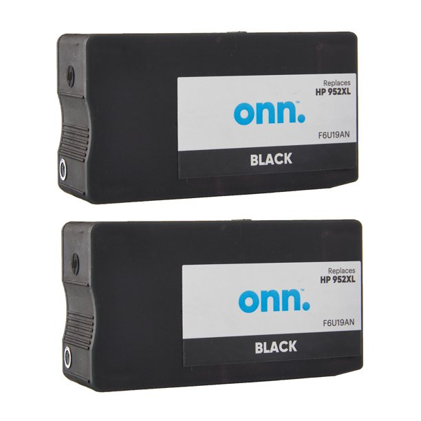 Onn. 952XL HP Standard Yield Remanufactured Ink Cartridges. Black. 2 Count
