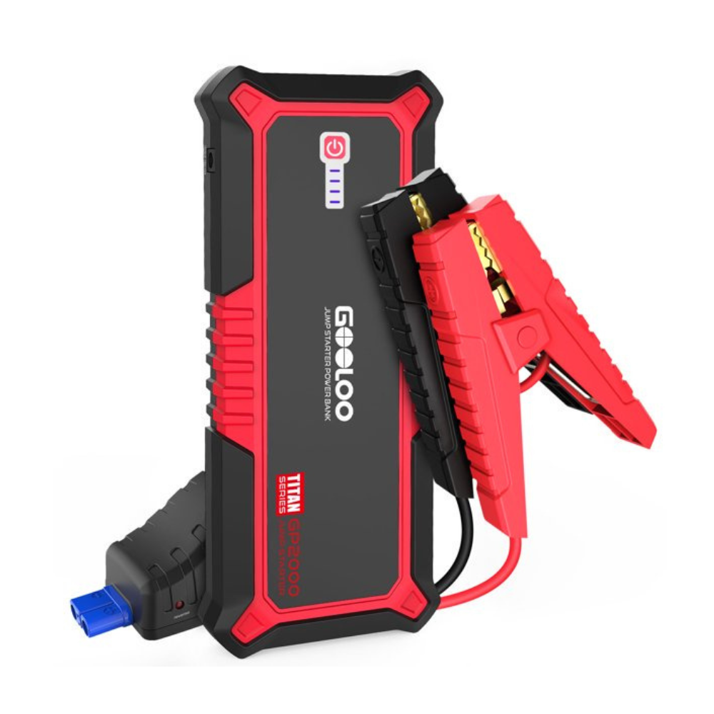 Gooloo GP2000 2000A Peak Jump Starter Car Battery Charger Supersafe Auto Jumper Box. Red