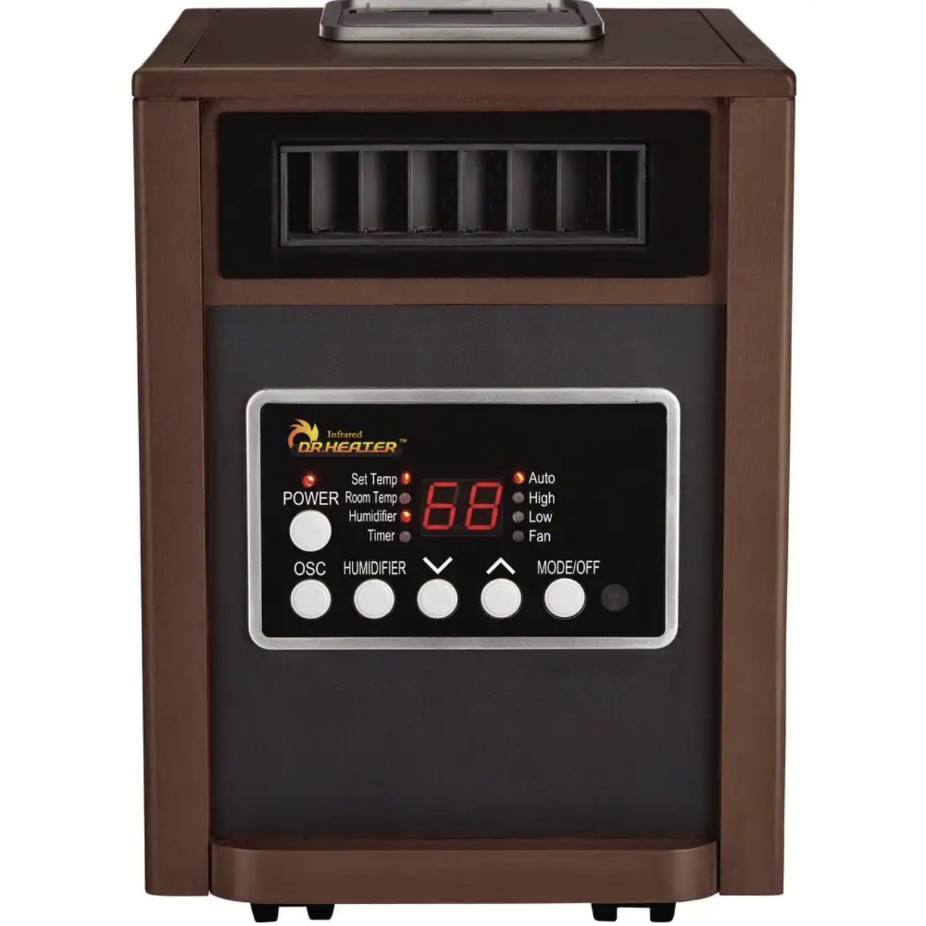 Dr Infrared Heater Electric Infrared Dual Heating System Space Heater with Humidifier. Oscillation Fan. Walnut
