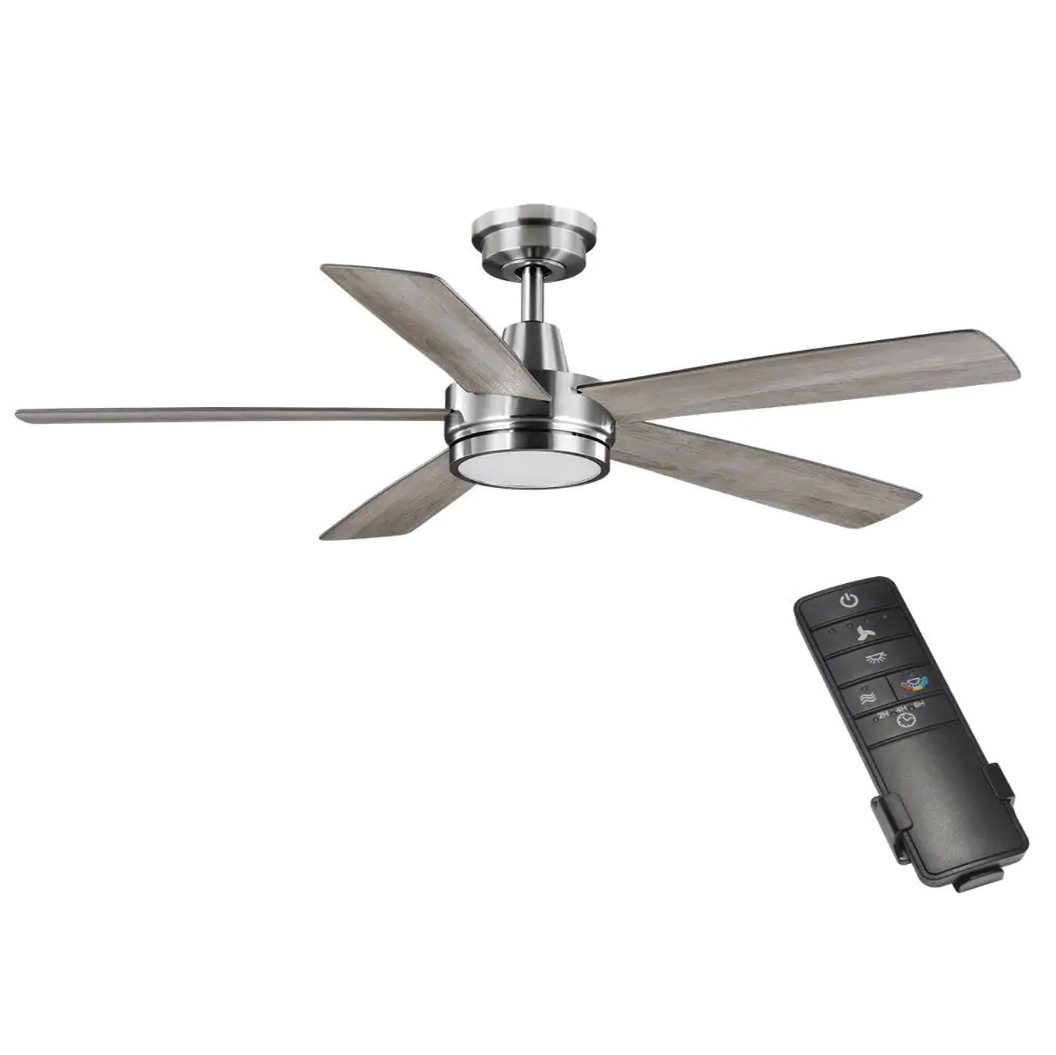 Hampton Bay Fanelee 54 in. White Color Changing Integrated LED Brushed Nickel Smart Hubspace Ceiling Fan with Light Kit & Remote