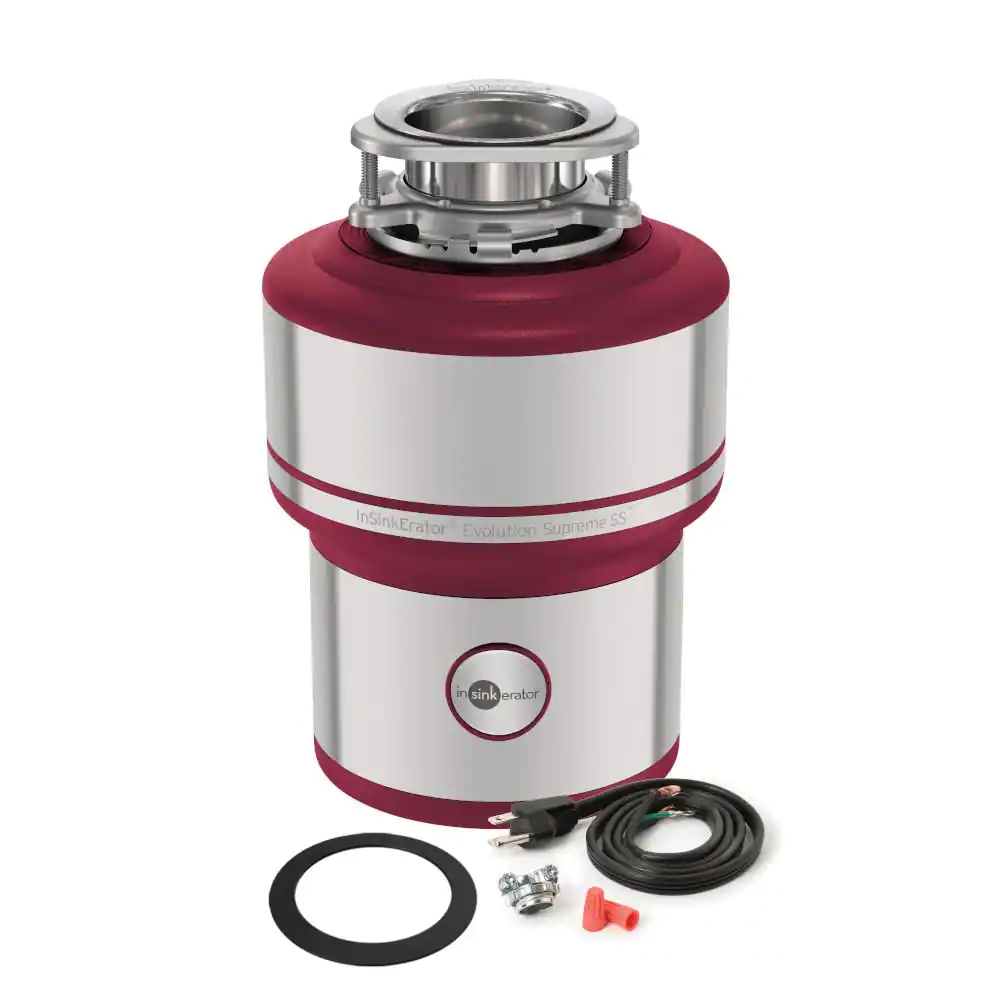 InSinkErator Evolution Supreme SS Lift & Latch Quiet Series 1 HP Continuous Feed Garbage Disposal with Power Cord Kit