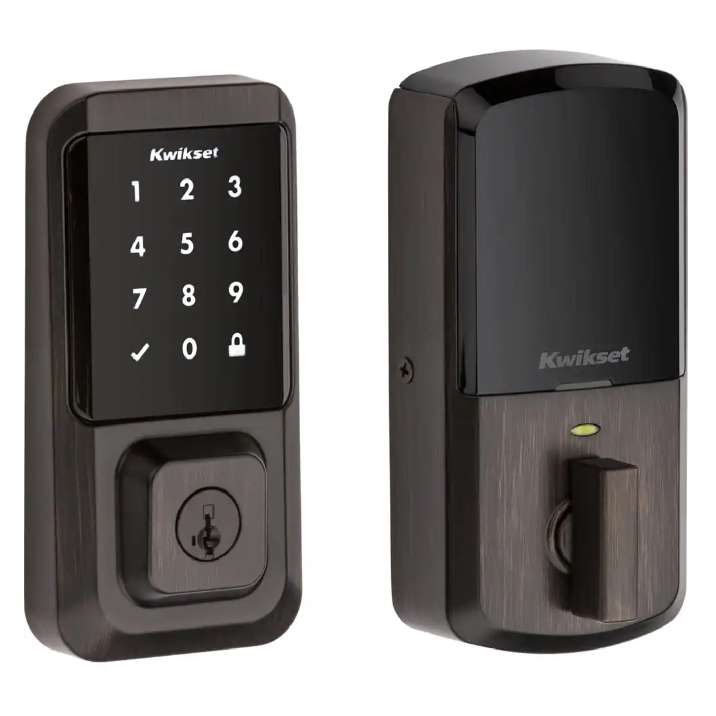 Kwikset HALO Venetian Bronze Single-Cylinder Keypad Electronic Smart Lock Deadbolt featuring SmartKey. Touchscreen and Wi-Fi