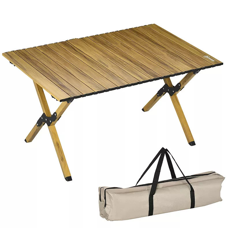 Outsunny 3ft Aluminum Camping Table. Folding Roll-Up Picnic Table With Carry Bag