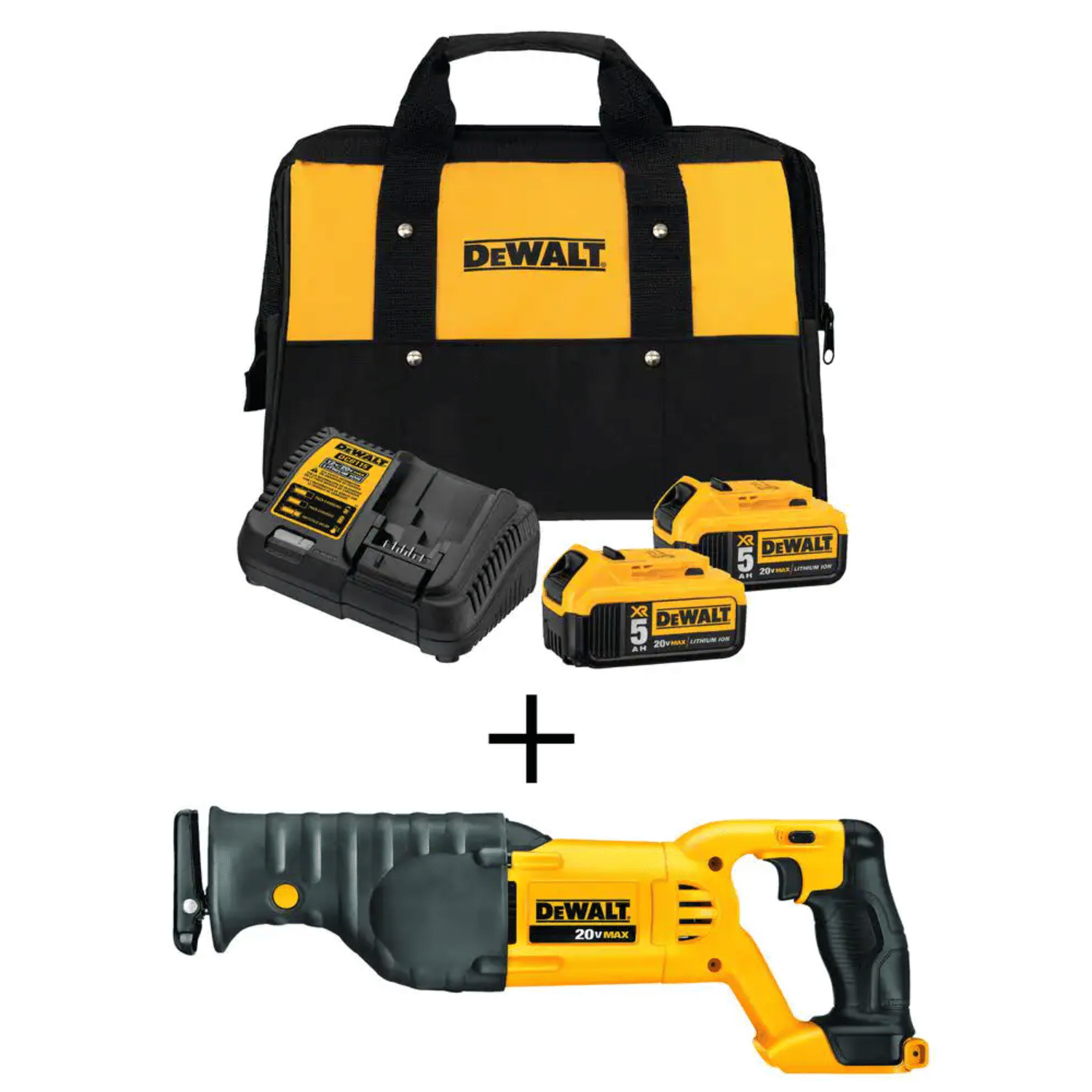 Dewalt 20-Volt MAX Cordless Reciprocating Saw With 2 Batteries & Charger. DCB2052CKW380B