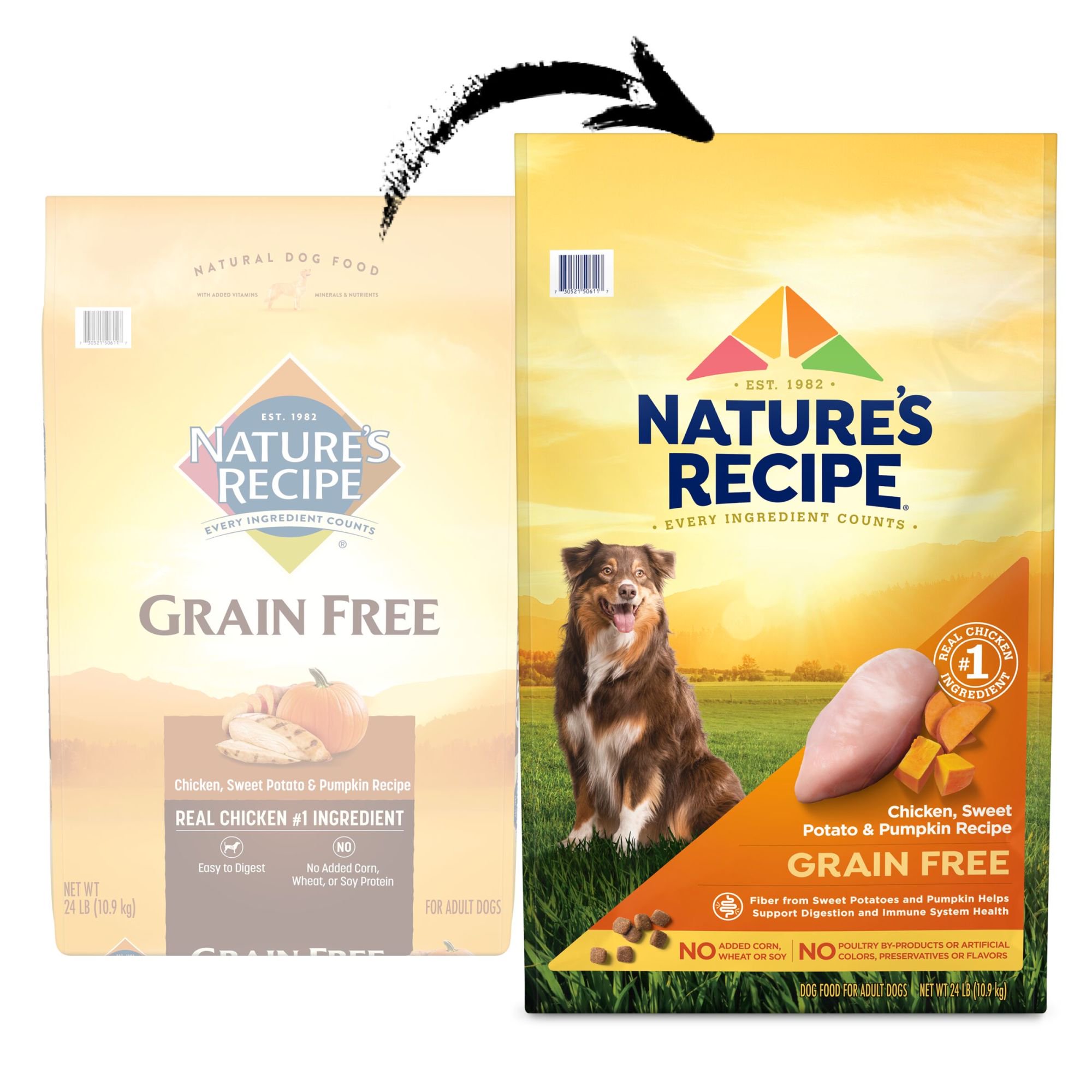 Nature s Recipe Dry Dog Food. Grain Free Chicken. Sweet Potato & Pumpkin Recipe. 24 lb. Bag