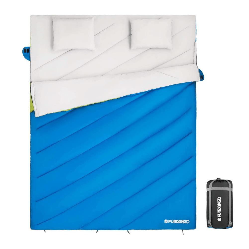 Fundango 3-In-1 XL Queen Double 2 Person Sleeping Bag with 2 Pillows