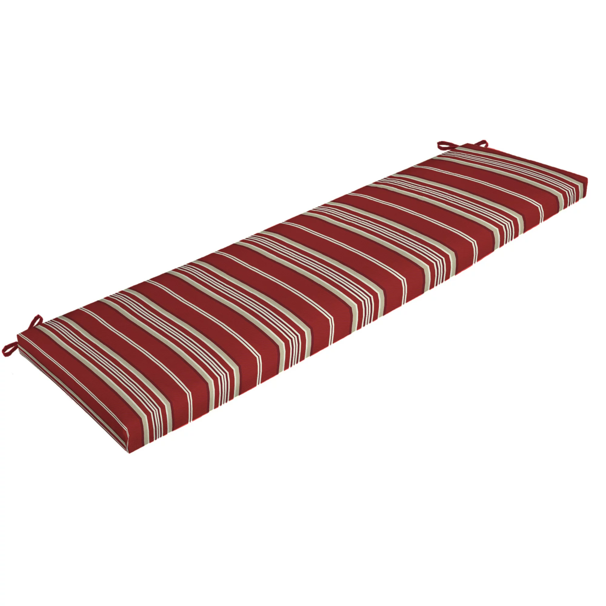 Better Homes & Gardens Rectangle Outdoor Bench Cushion. Red Herringbone Stripe