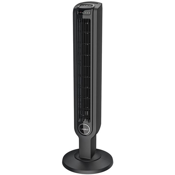 Lasko 36″ 3-Speed Oscillating Tower Fan With Remote Control And Timer. Model T36211. Black