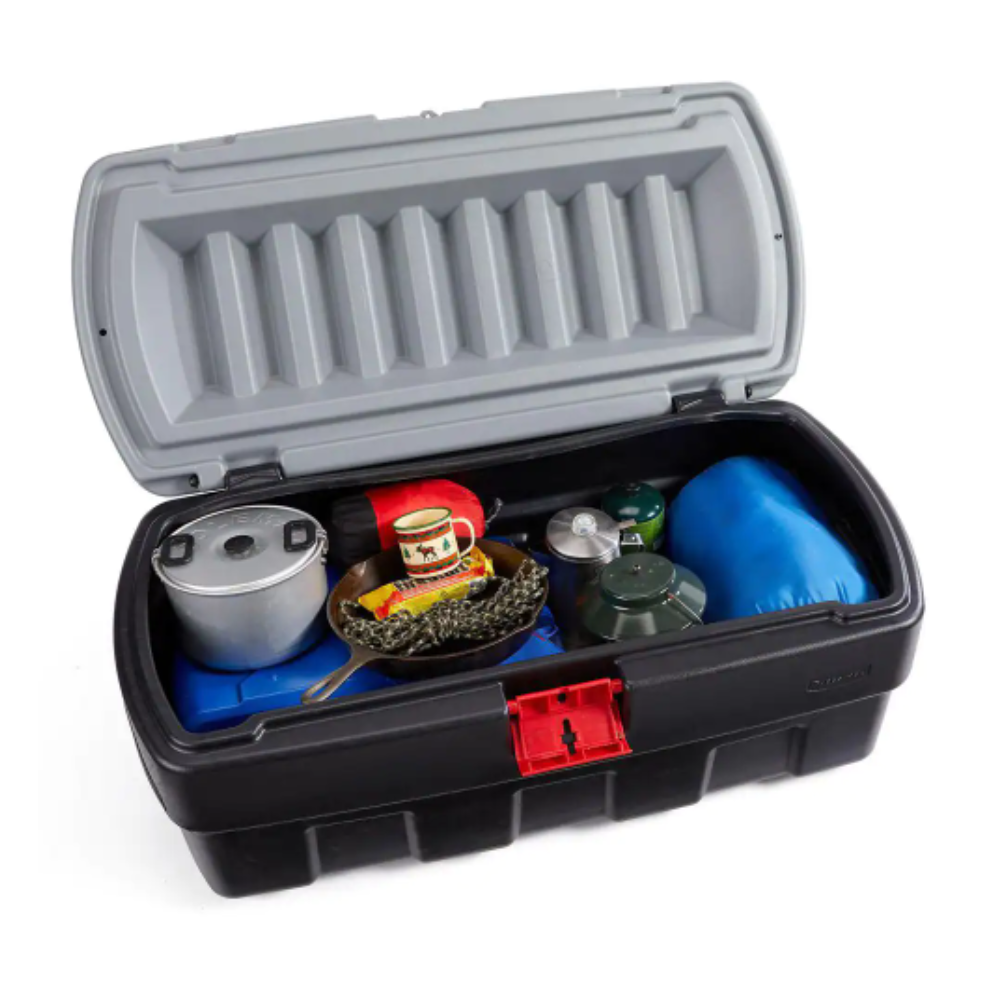 Rubbermaid 48 Gallon Black Action Packer Lockable Latch Storage Box Tote. Single