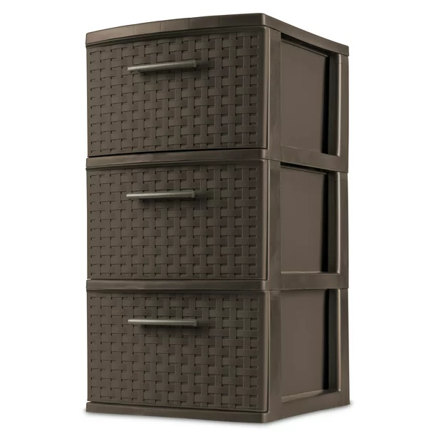 Sterilite 3 Drawer Weave Tower Plastic. Espresso. Set Of 2