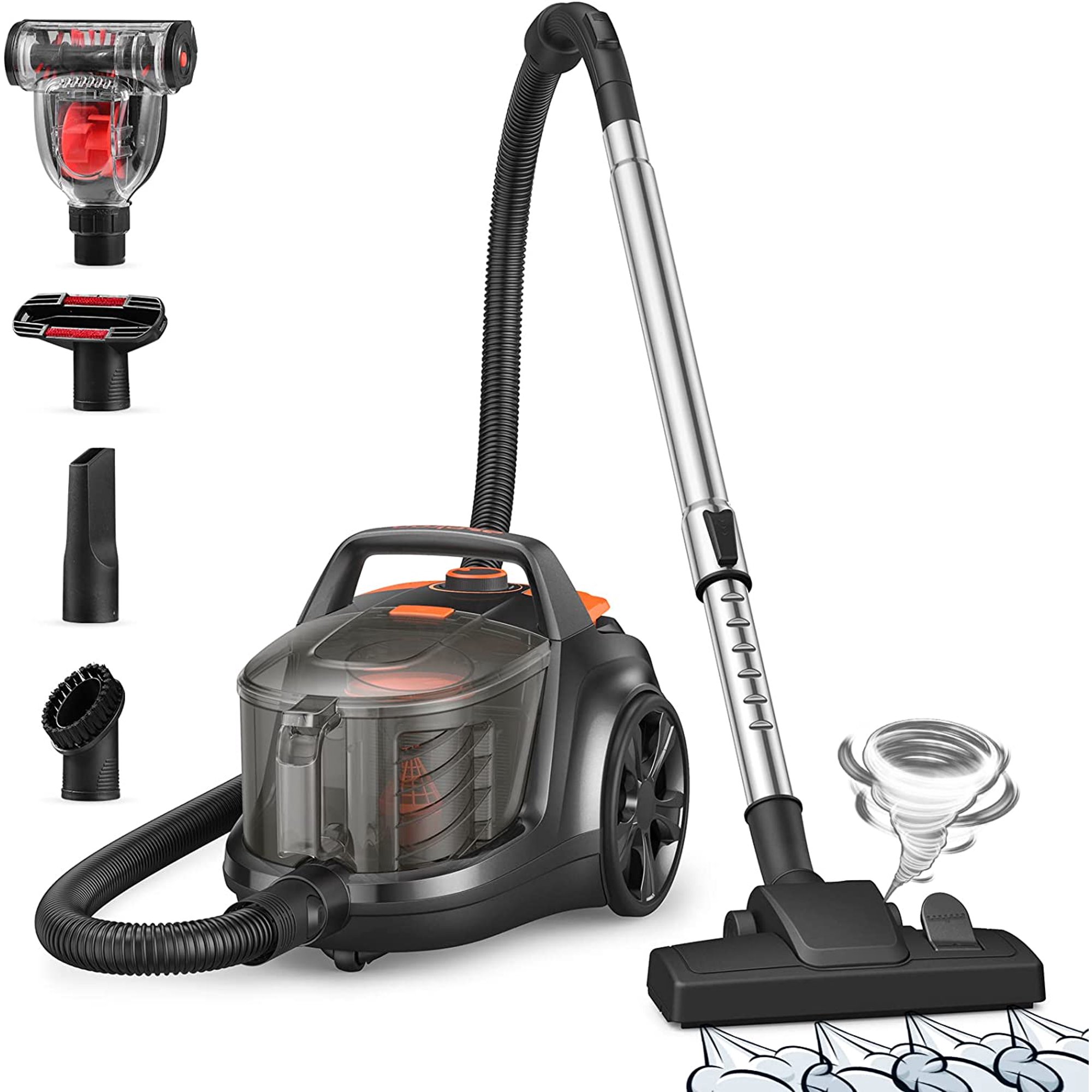 Aspiron AS-CA006 Canister Vacuum Cleaner. Lightweight Bagless Vacuum with HEPA Filter
