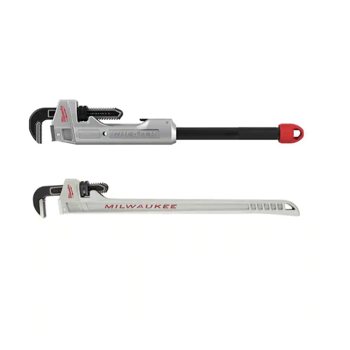 Milwaukee 10 in. Aluminum Pipe Wrench with Power Length Handle with Al. Cheater Wrench (2-Piece)