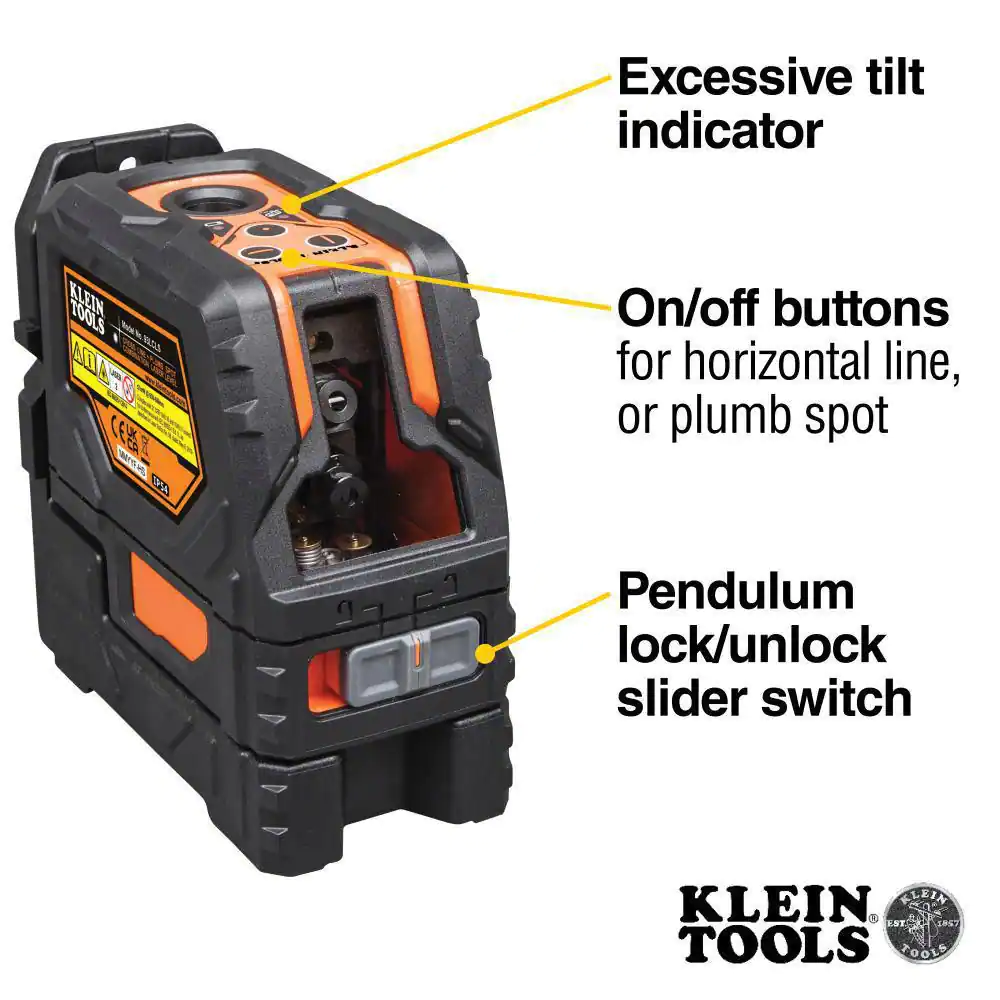 Klein Tools Laser Level. Self-Leveling Red Cross-Line Level and Red Plumb Spot