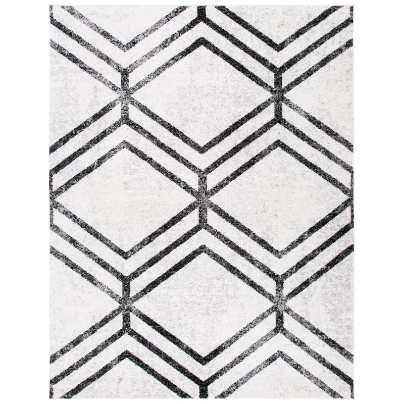 Foundstone Mac Machine Woven/Power Loomed Performance Ivory/Charcoal Rug. Rectangle 10′ x 14′