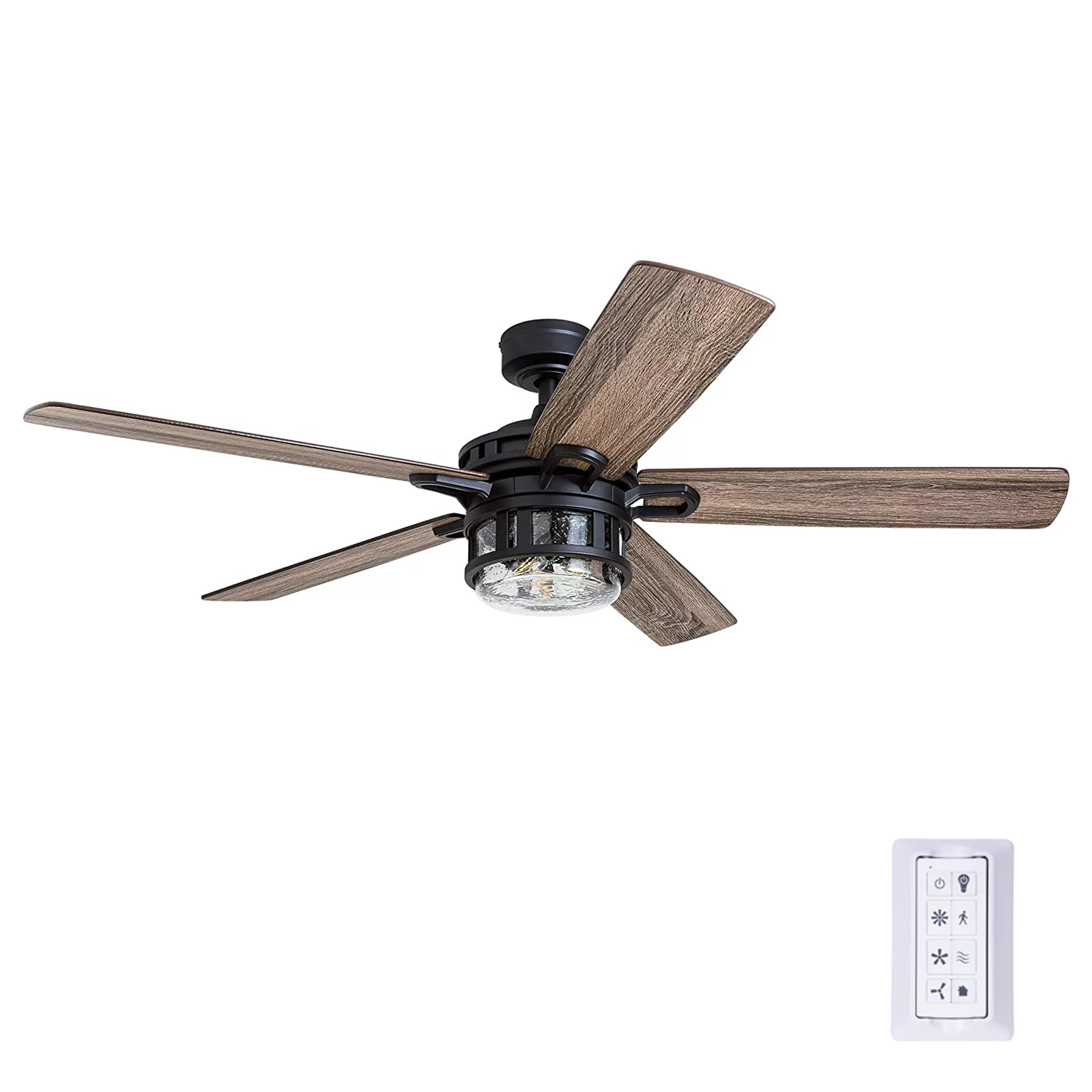 Honeywell 52-Inch Bontera Indoor 5 Blade Matte Black Craftsman Ceiling Fan with Remote Control. Matte Black