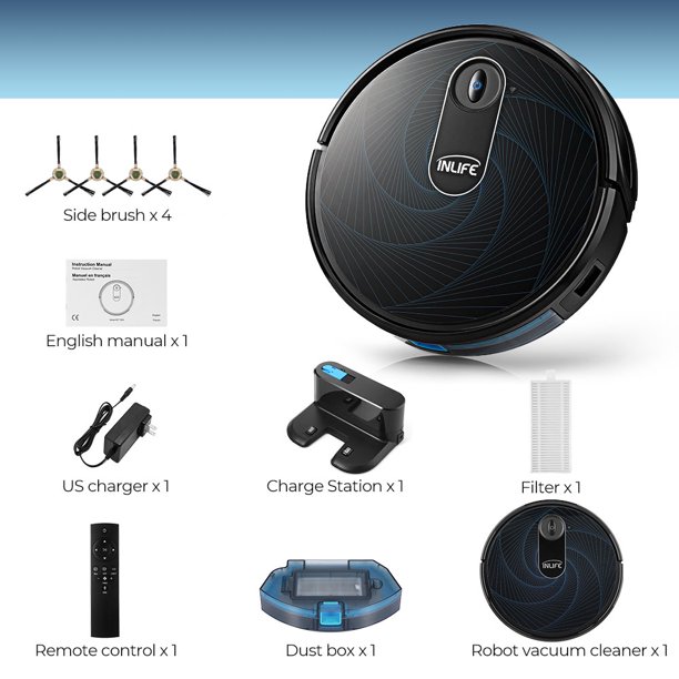 Inlife Robot Vacuum Cleaner INLIFE 2000Pa Suction Robotic Vacuum for Pet Hair.Wi-Fi Alexa/App/Remote Control. Green