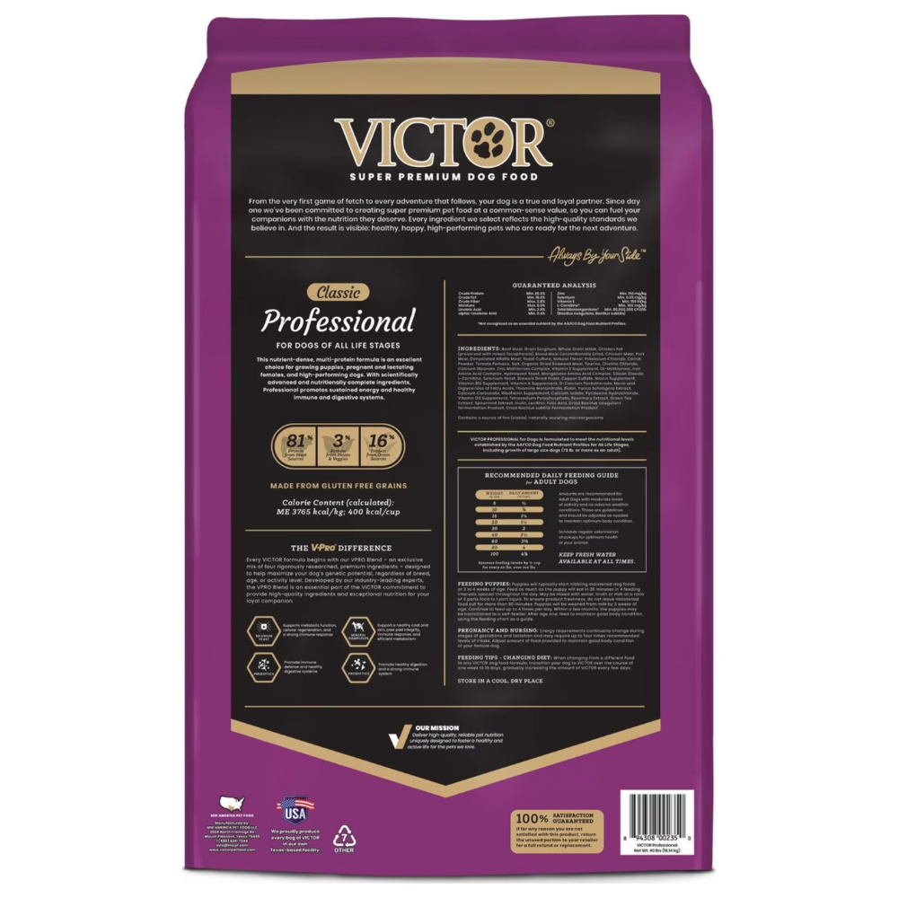 Victor Classic Professional Formula Dry Dog Food. 50-lb bag