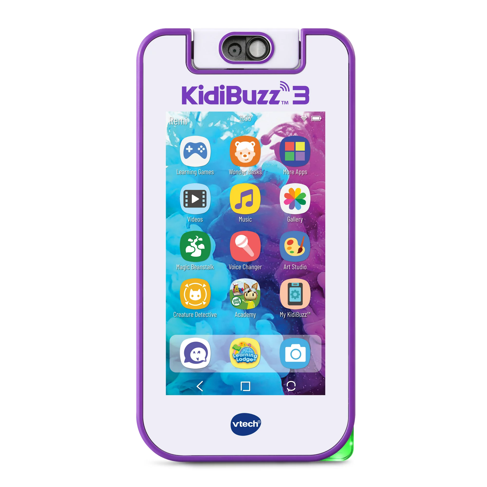 VTech KidiBuzz 3 Purple Smart Device. KidiCom Chat & Close-Up Lens. Purple