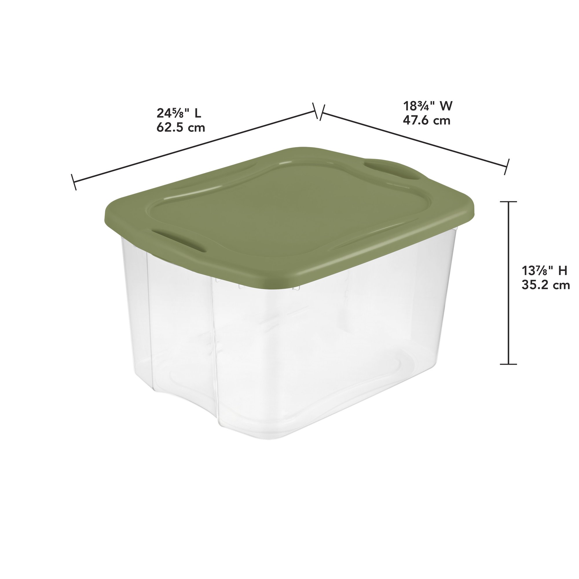 Sterilite 70 Qt. EZ Carry Plastic. Clear/Sage Legume. Set of 6