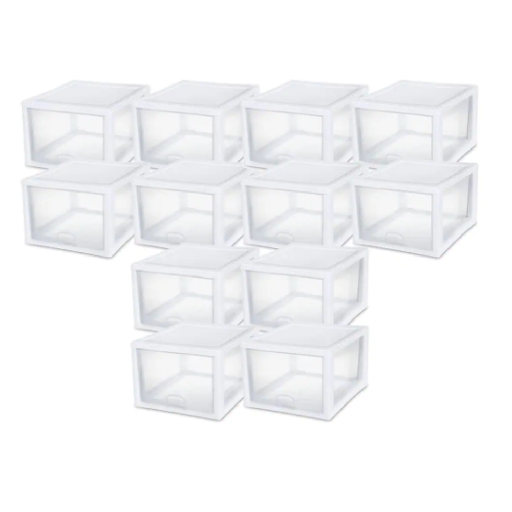 Sterilite 27 Qt. Single Box Modular Stacking Storage Container Clear (12-Pack)