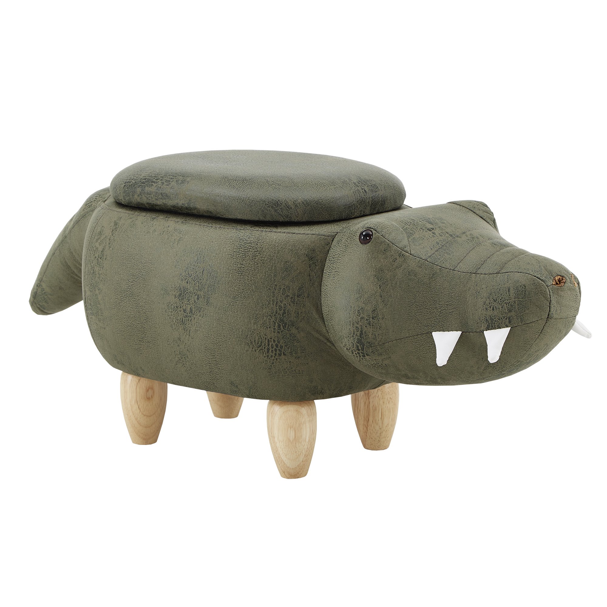 Weston Home Nieuwe Animal Storage Ottoman. Green Alligator
