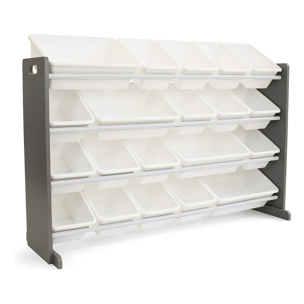 Humble Crew Extra-Large Kid-s Toy Organizer. 20 Storage Bins. Universal. Grey/white