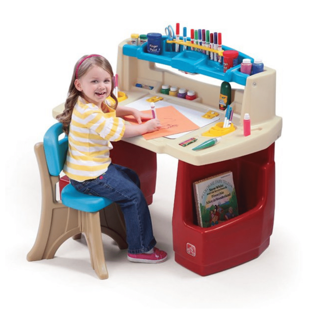Step2 Deluxe Art Master Desk Kids Art Table with Storage and Chair (702500)