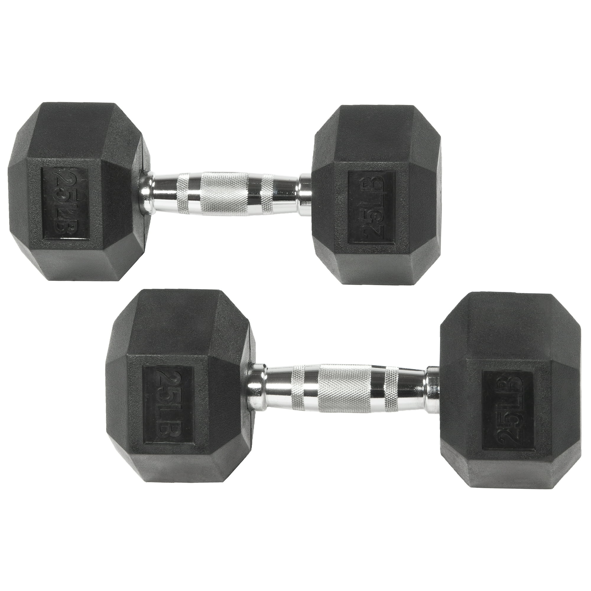 BalanceFrom Rubber Hex Dumbbells. 25 lb. Pair. Black