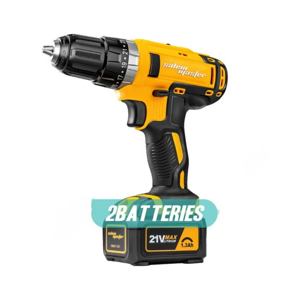 Salem Master 21V Cordless Drill Driver 3/8-in. Electric Drill 57pcs & 2 Batteries