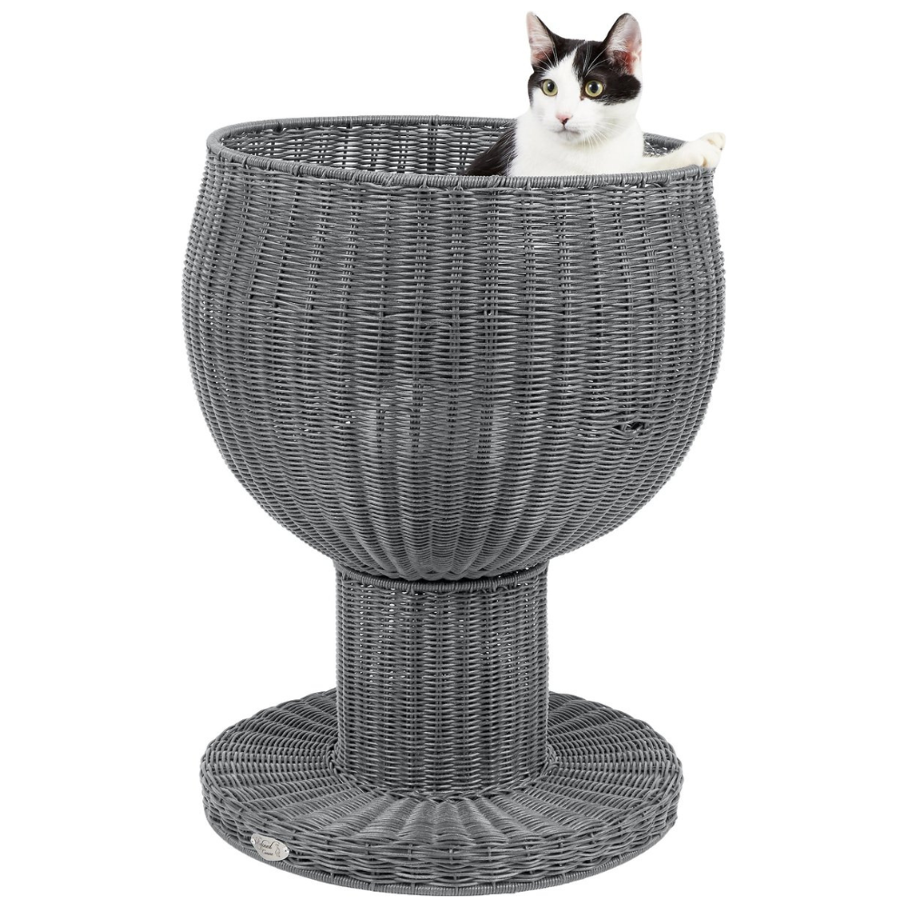 The Refined Feline Kitty Ball Cat Bed. Smoke