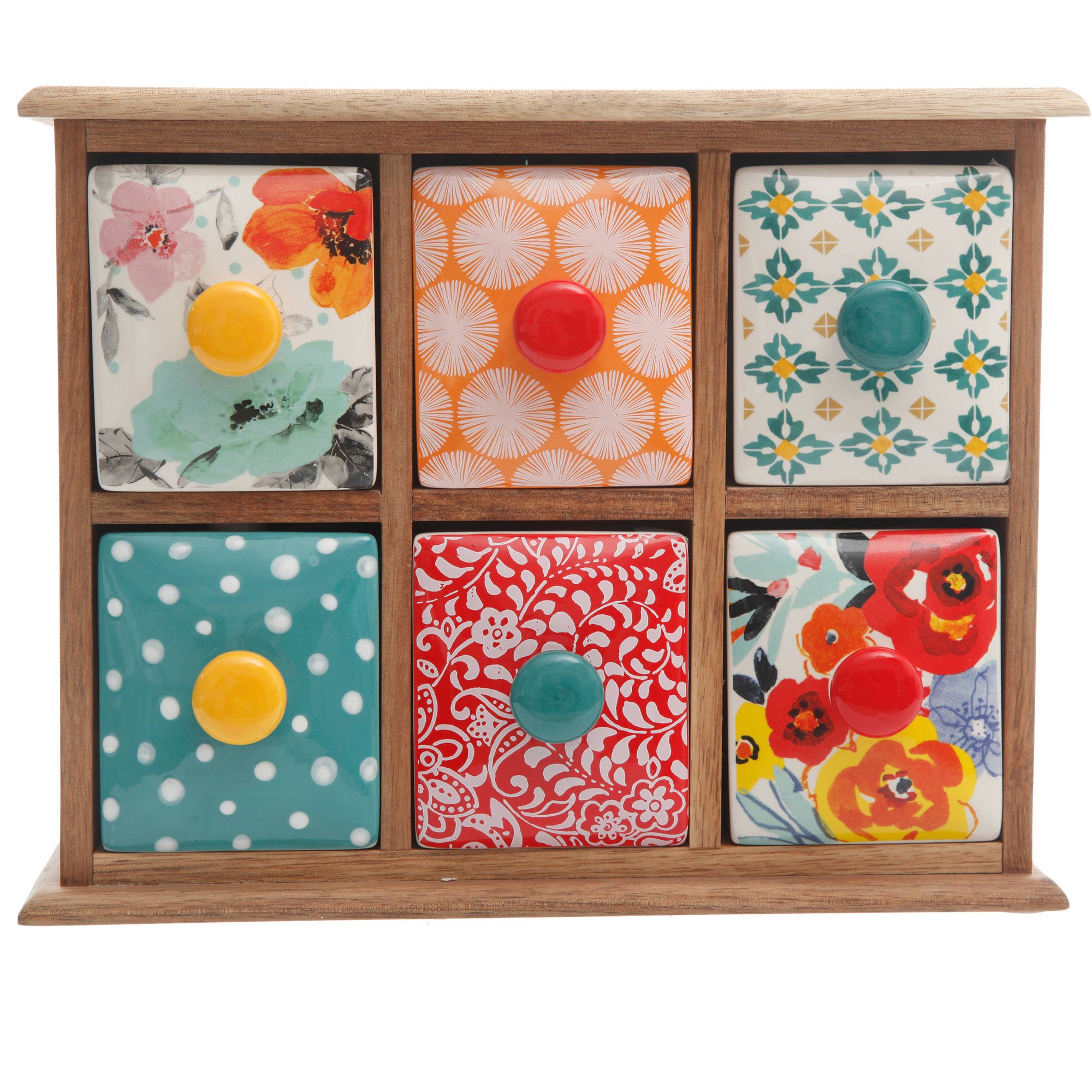 The Pioneer Woman Flea Market 6-Drawer Spice and Tea Box