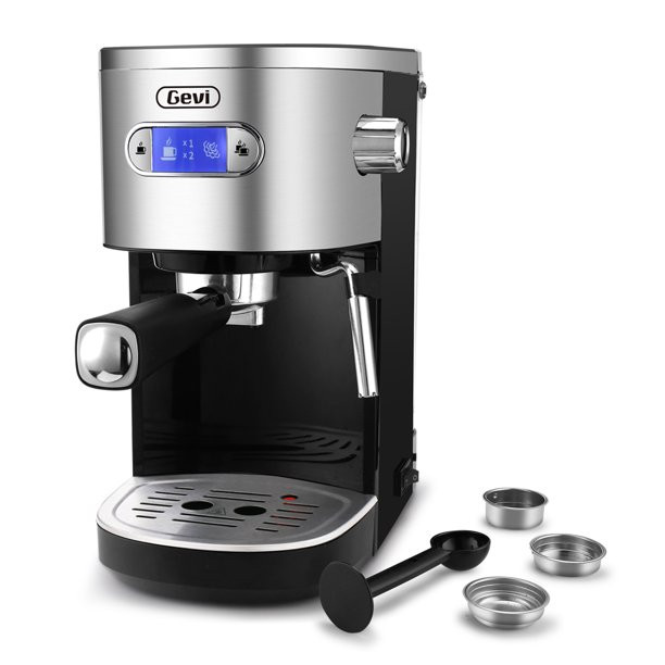 Gevi 20 Bar Cappuccino Machine with Steam Wand. Black