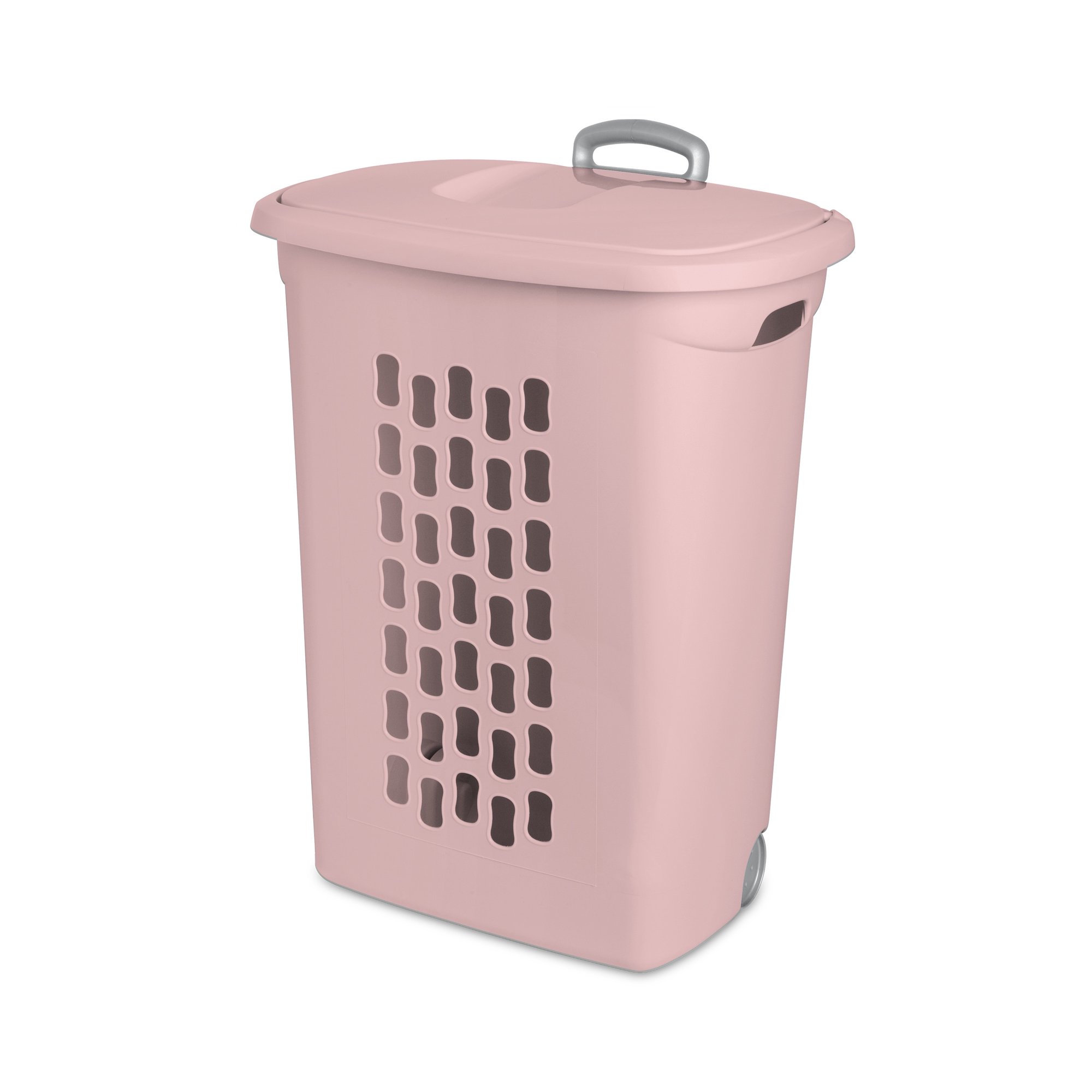 Sterilite Ultra Wheeled Plastic Laundry Hamper. Blush Pink. Set Of 2